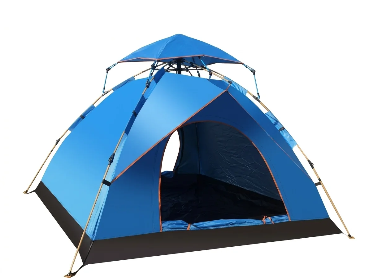 Pop-Up Camping Tent 3-4 Person - 2 Doors + Top Cover, Auto Setup, Water-Resistant, UV50+, Mesh - Image 1