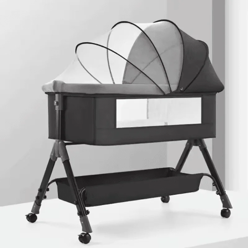 Baby Crib Bassinet - Bedside Sleeper, Adjustable Height, Mosquito Net, Foldable Storage - Image 1