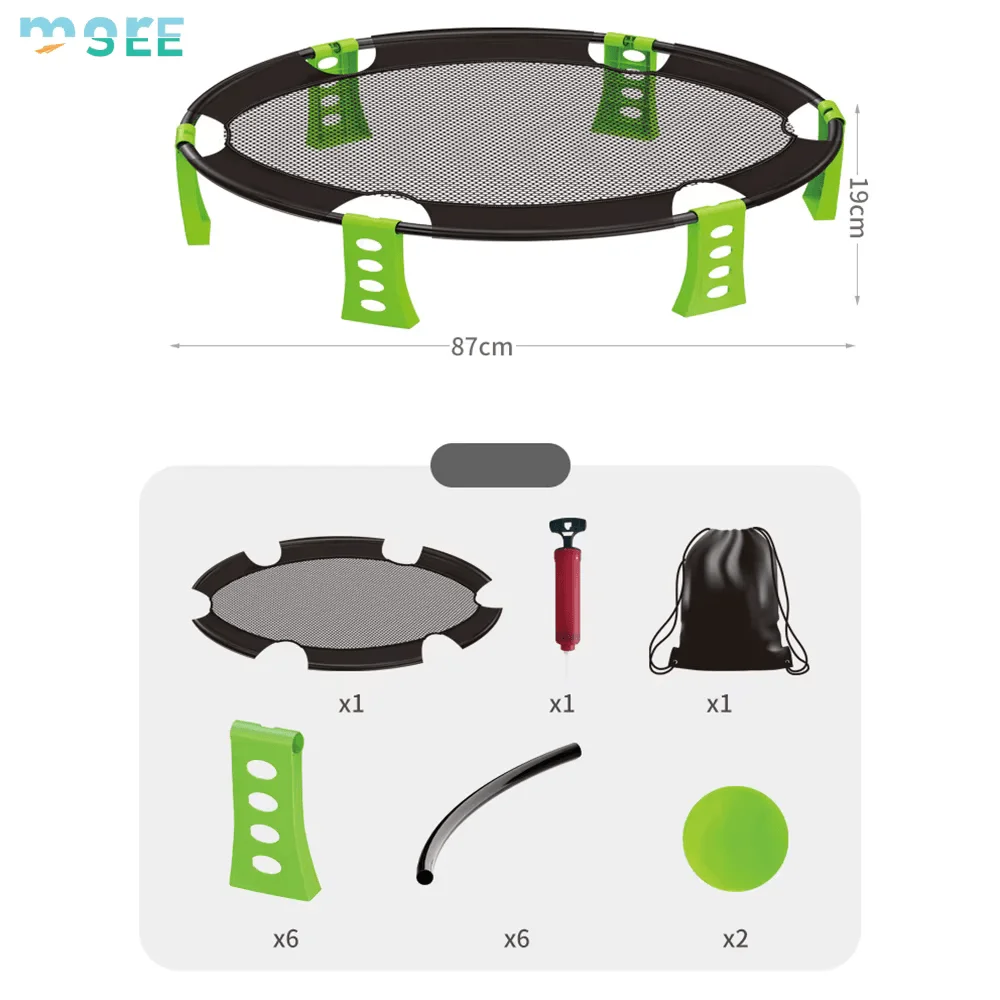 Spike Ball Game Set - Outdoor Roundnet Beach Volleyball, 2 Balls + Pump + Carry Bag, Family & Adults - Image 1